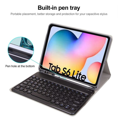 Round Cap Bluetooth Keyboard Leather Case with Pen Slot, without Touchpad For Samsung Galaxy Tab A7 10.4 2020(Gold+White Keyboard) - Samsung Keyboard by buy2fix | Online Shopping UK | buy2fix