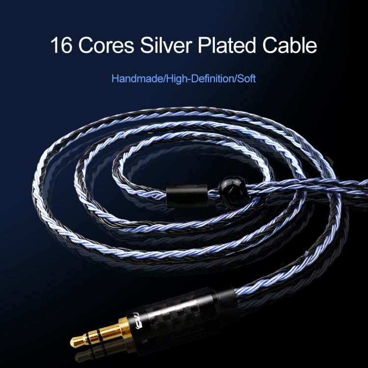 CVJ V3 1.2m 16 Cores Silver-plated 3.5mm Earphone Cable, Style:0.78mm(Silver-Blue) - Cable & Splitter by CVJ | Online Shopping UK | buy2fix