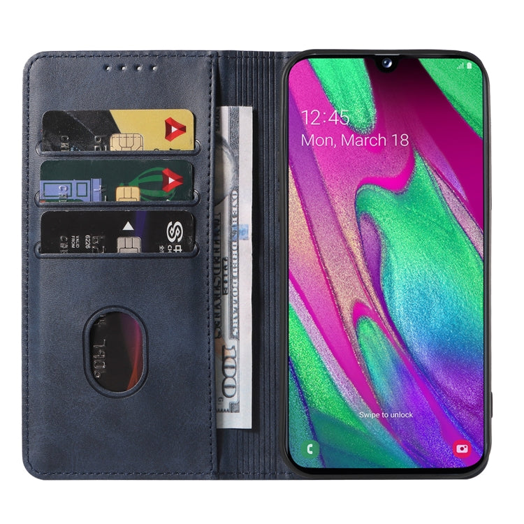 For Samsung Galaxy A40 Magnetic Closure Leather Phone Case(Blue) - Galaxy Phone Cases by buy2fix | Online Shopping UK | buy2fix
