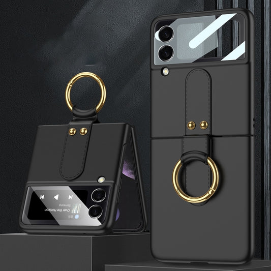 For Samsung Galaxy Z Flip4 GKK Ultra-thin PC Full Coverage Phone Flip Case with Ring Holder(Black) - Galaxy Z Flip4 5G Cases by GKK | Online Shopping UK | buy2fix