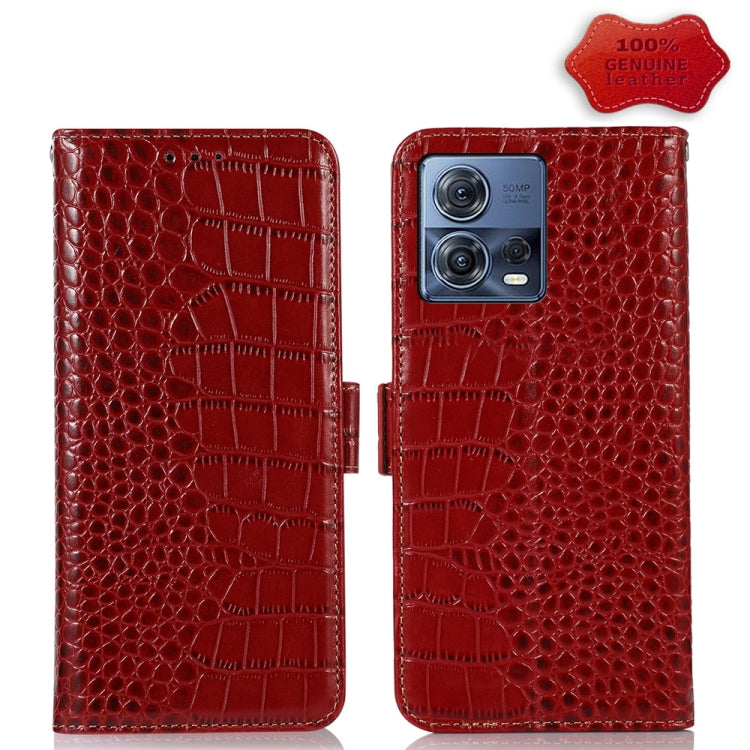 For Motorola Moto S30 Pro Crocodile Top Layer Cowhide Leather Phone Case(Red) - Motorola Cases by buy2fix | Online Shopping UK | buy2fix