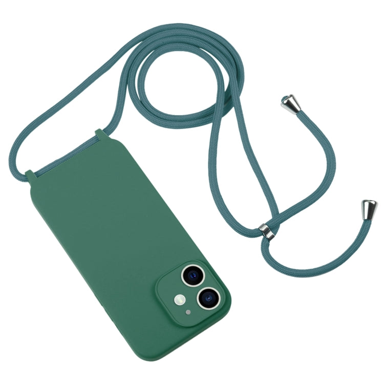 For iPhone 12 Crossbody Lanyard Liquid Silicone Case(Emerald Green) - iPhone 12 / 12 Pro Cases by buy2fix | Online Shopping UK | buy2fix