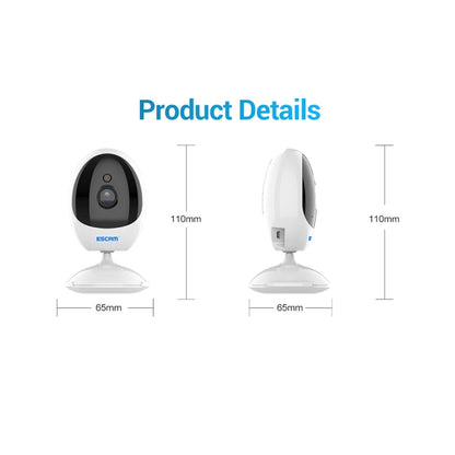 ESCAM QF006 3MP 1296P HD Indoor Wireless PTZ IP Camera IR Night Vision AI Humanoid Detection Home Security CCTV Monitor, Plug Type:EU Plug(White) - Security by ESCAM | Online Shopping UK | buy2fix