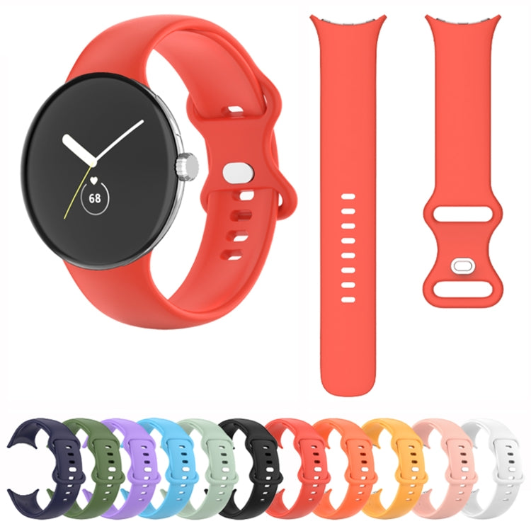 For Google Pixel Watch Single Color Silicone Watch Band Man(Orange) - Smart Wear by buy2fix | Online Shopping UK | buy2fix