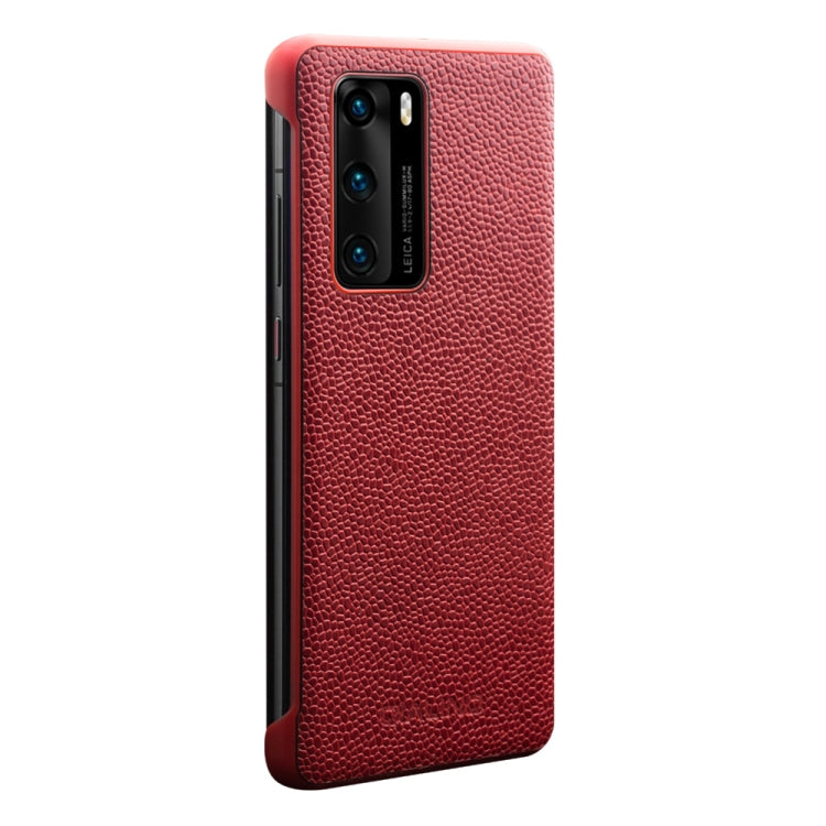 For Huawei P40 QIALINO XiangNai Texture Side Window View Leather Phone Case(Red) - Huawei Cases by QIALINO | Online Shopping UK | buy2fix