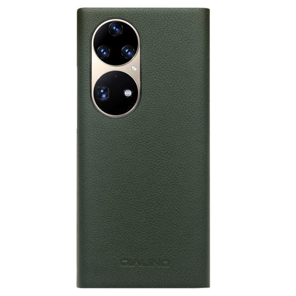 For Huawei P50 Pro QIALINO Magnetic Side Window View Genuine Leather Smart Phone Case(Green) - Huawei Cases by QIALINO | Online Shopping UK | buy2fix