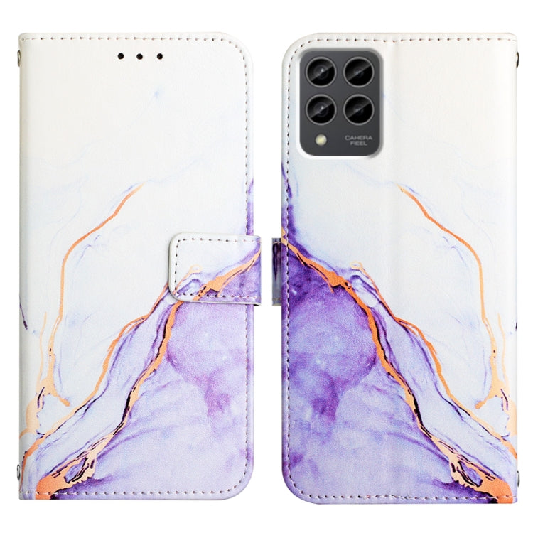 For T-Mobile Revvl 6 Pro 5G PT003 Marble Pattern Flip Leather Phone Case(White Purple LS006) - More Brand by buy2fix | Online Shopping UK | buy2fix