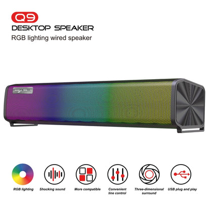 HXSJ Q9 RGB Luminous Computer Speaker Bar -  by HXSJ | Online Shopping UK | buy2fix