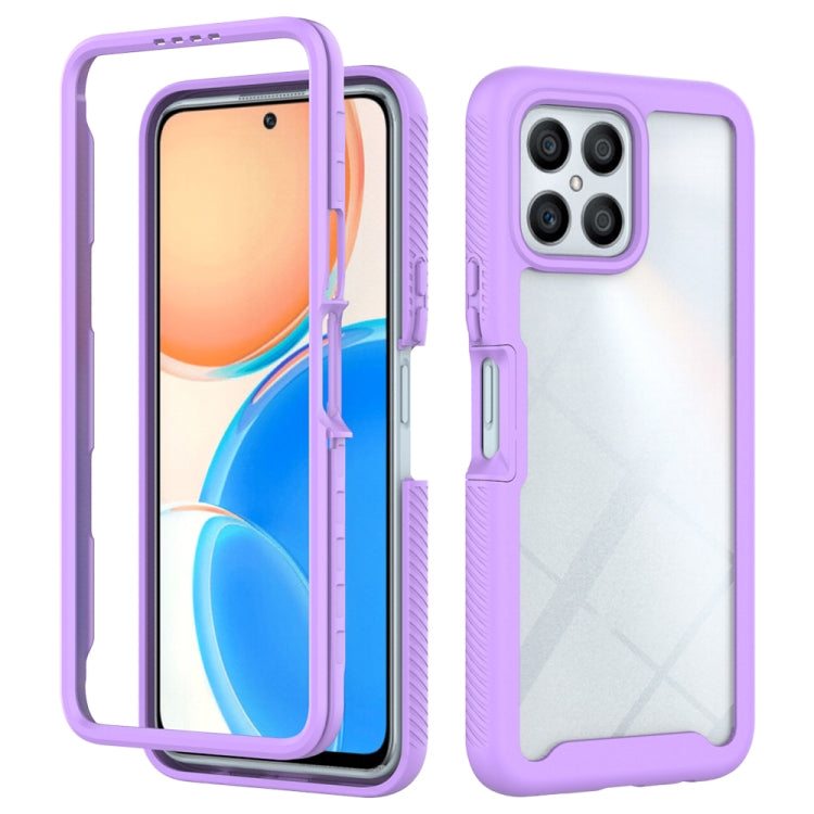 For Honor X8 4G Starry Sky Solid Color Shockproof TPU Clear PC Phone Case(Purple) - Honor Cases by buy2fix | Online Shopping UK | buy2fix