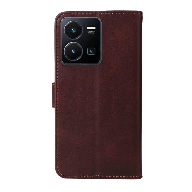 For vivo Y35 4G / Y22 / Y22s JSM Calf Texture Leather Phone Case(Brown) - vivo Cases by JUNSUNMAY | Online Shopping UK | buy2fix