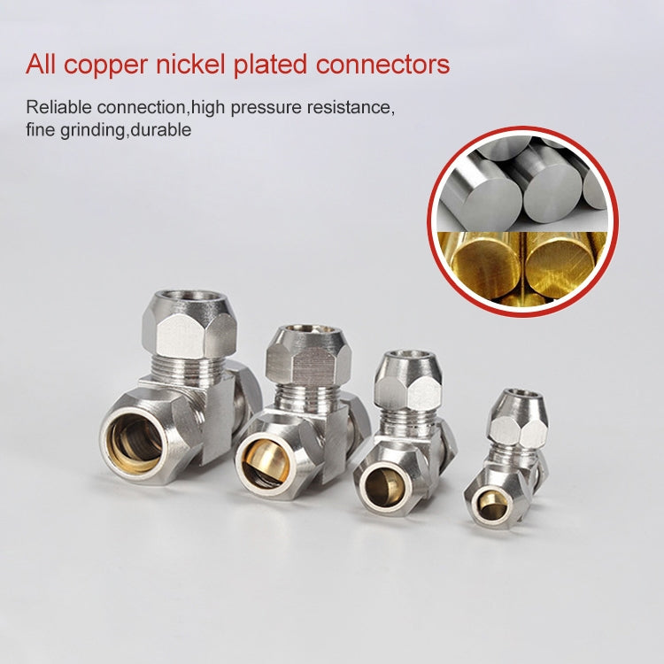 KT-PE-12 LAIZE Nickel Plated Copper T Type Tee Pneumatic Quick Fitting Copper Pipe Connector -  by LAIZE | Online Shopping UK | buy2fix