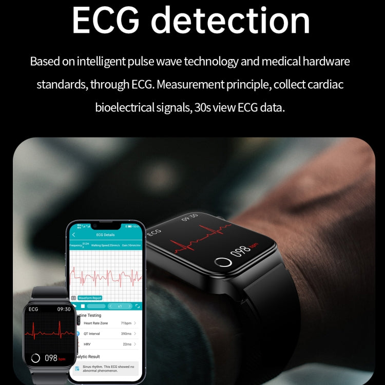 E500 1.83 inch HD Square Screen TPU Watch Strap Smart Watch Supports ECG Monitoring / Non-invasive Blood Sugar(Blue) - Smart Wear by buy2fix | Online Shopping UK | buy2fix