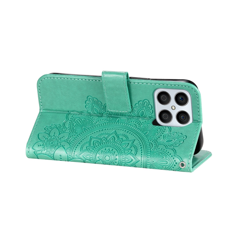 For Honor X8 5G / X6 7-petal Flowers Embossing Leather Phone Case(Green) - Honor Cases by buy2fix | Online Shopping UK | buy2fix