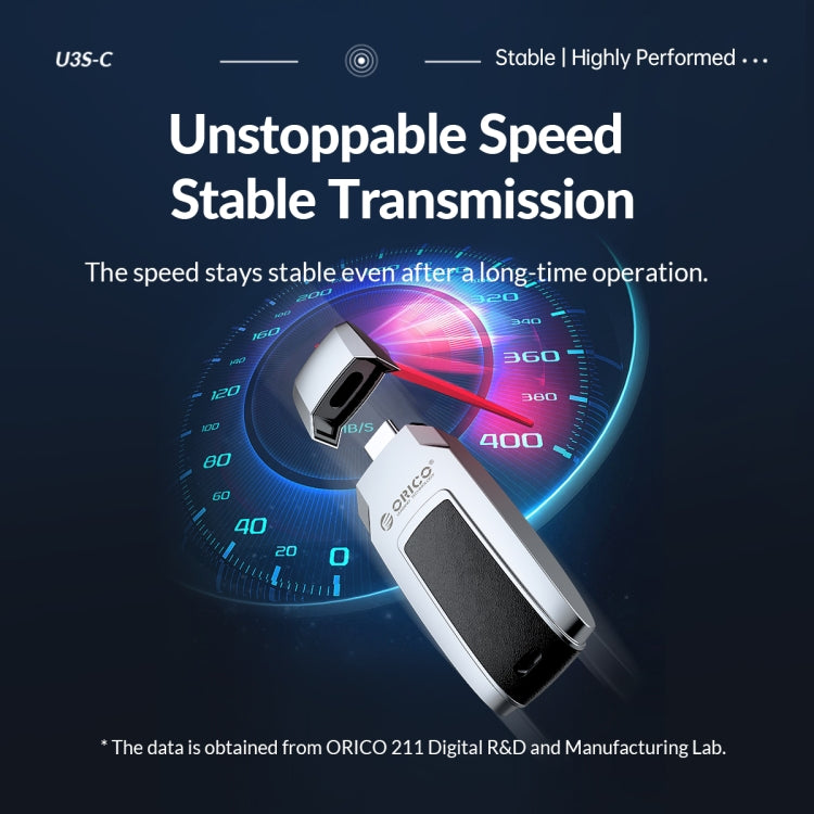 ORICO USB Flash Drive, Read: 260MB/s, Write: 70MB/s, Memory:32GB, Port:Type-C(Silver) - USB Flash Drives by ORICO | Online Shopping UK | buy2fix