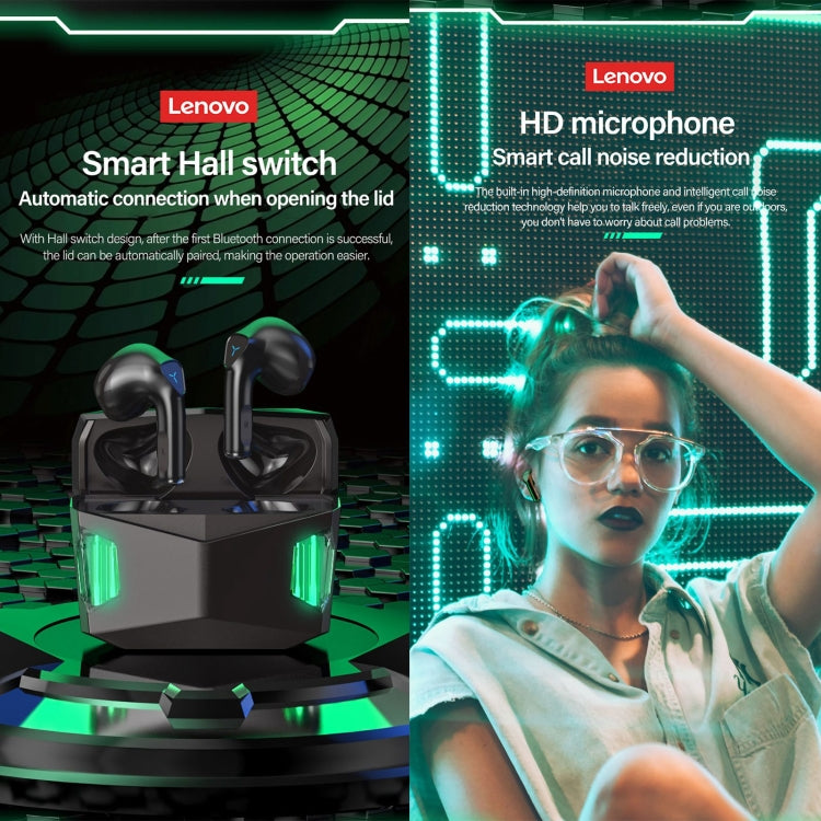 Lenovo GM5 TWS Bluetooth Wireless Sports Waterproof Noise Reduction Gaming Earphone with Mic(Black) - TWS Earphone by Lenovo | Online Shopping UK | buy2fix
