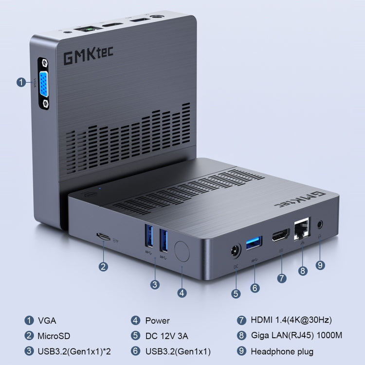 GMK KB8 Windows 11 Home Mini PC, 6GB+128GB, Intel Gemini Lake N4100 Quad Core, Support WiFi & BT(UK Plug) - Windows Mini PCs by GMKtec | Online Shopping UK | buy2fix