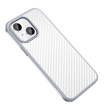 For iPhone 14 SULADA Carbon Fiber Textured Shockproof Metal + TPU Frame Case(Silver) - iPhone 14 Cases by SULADA | Online Shopping UK | buy2fix