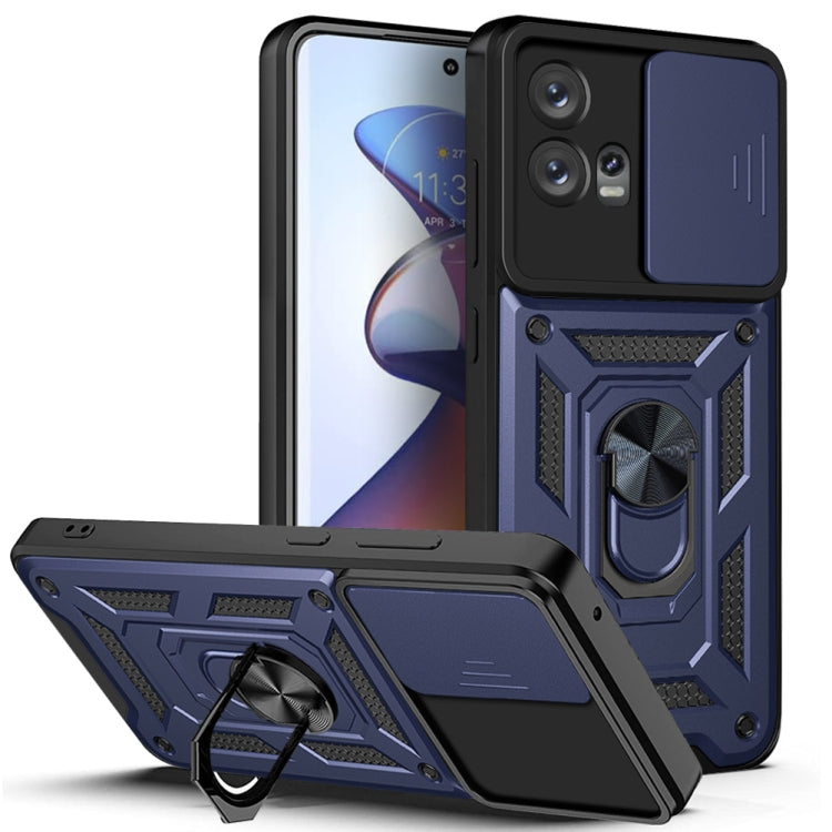 For Motorola Edge 30 Fusion Sliding Camera Cover Design TPU+PC Phone Case(Blue) - Motorola Cases by buy2fix | Online Shopping UK | buy2fix