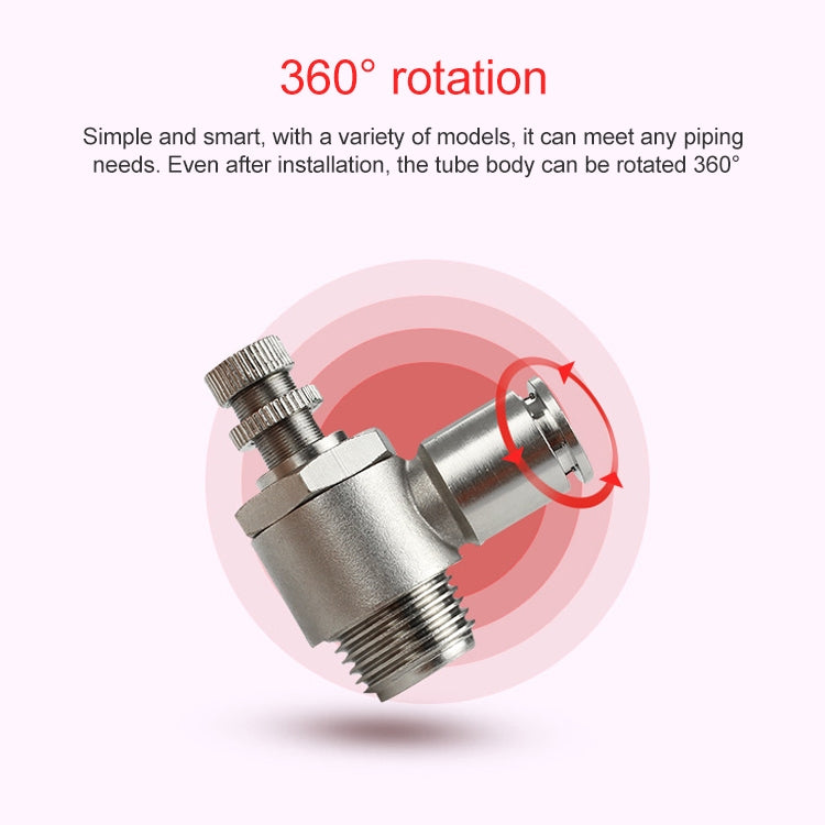 SL8-04 LAIZE Nickel Plated Copper Male Thread Throttle Valve Pneumatic Connector - Interface Series by LAIZE | Online Shopping UK | buy2fix