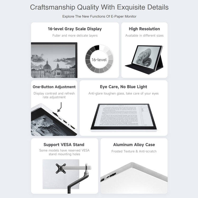 Waveshare 13.3 inch E-Paper Monitor External E-Paper Screen for MAC / Windows PC(UK Plug) - Consumer Electronics by WAVESHARE | Online Shopping UK | buy2fix