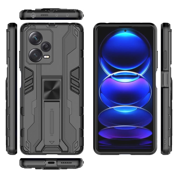 For Xiaomi Redmi Note 12 Pro+ China Supersonic PC + TPU Shock-proof Protective Case with Holder(Black) - Note 12 Pro+ Cases by buy2fix | Online Shopping UK | buy2fix