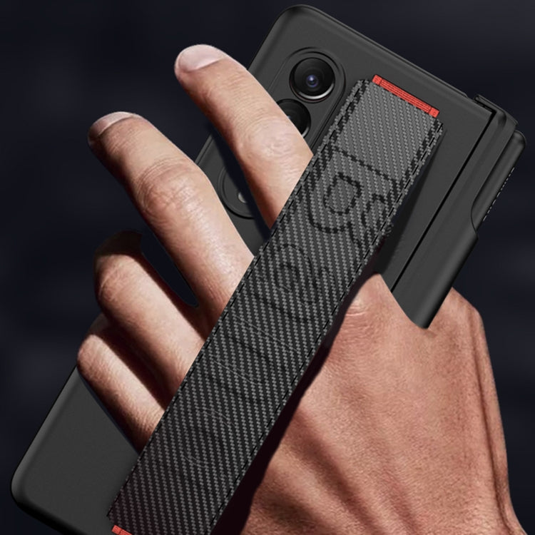 For Samsung Galaxy Z Fold3 5G GKK Magnetic Fold Hinge Shockproof Phone Case with Wrist Strap(Black) - Galaxy Phone Cases by GKK | Online Shopping UK | buy2fix