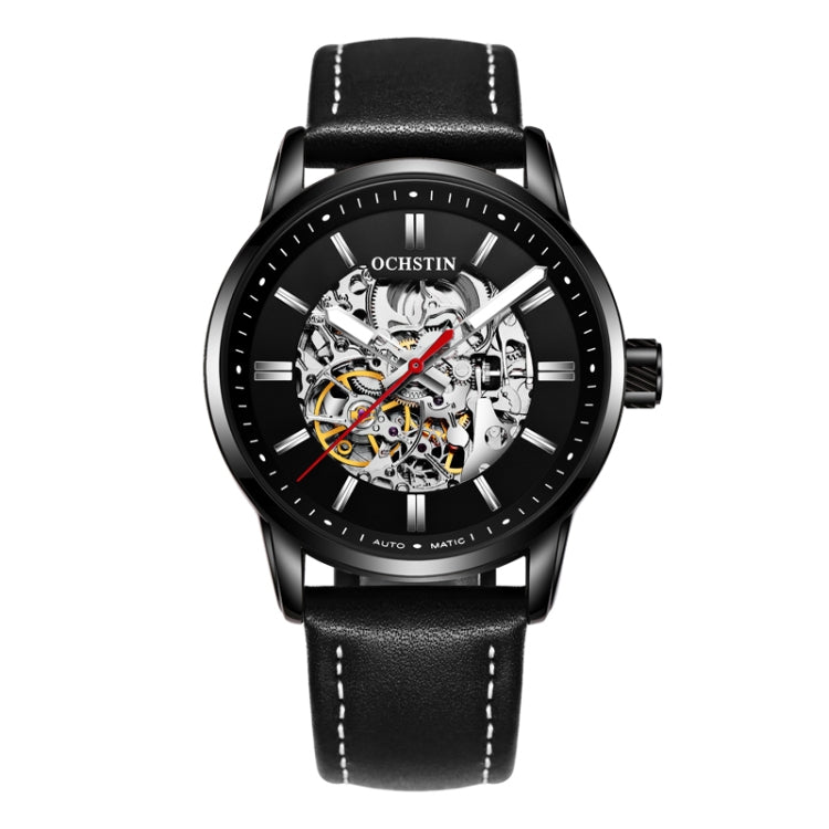 OCHSTIN 62001B Master Series Hollow Mechanical Men Watch(Black) - Leather Strap Watches by OCHSTIN | Online Shopping UK | buy2fix