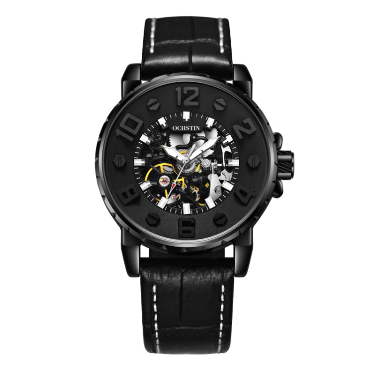 OCHSTIN 62004A Master Series Hollow Mechanical Men Watch(Black) - Leather Strap Watches by OCHSTIN | Online Shopping UK | buy2fix