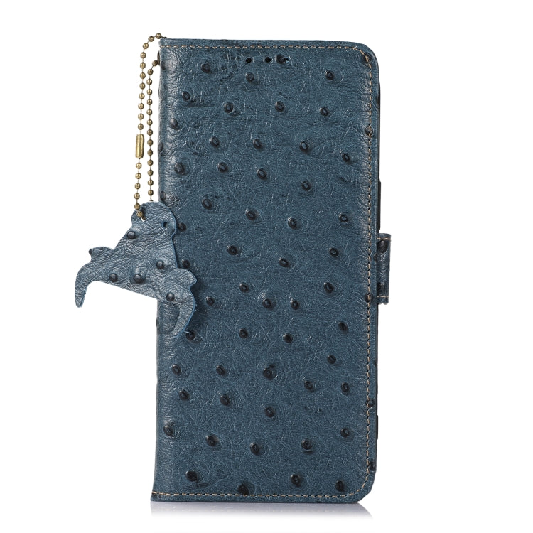 For Nokia X30 5G Ostrich Pattern Genuine Leather RFID Phone Case(Blue) - Nokia Cases by buy2fix | Online Shopping UK | buy2fix