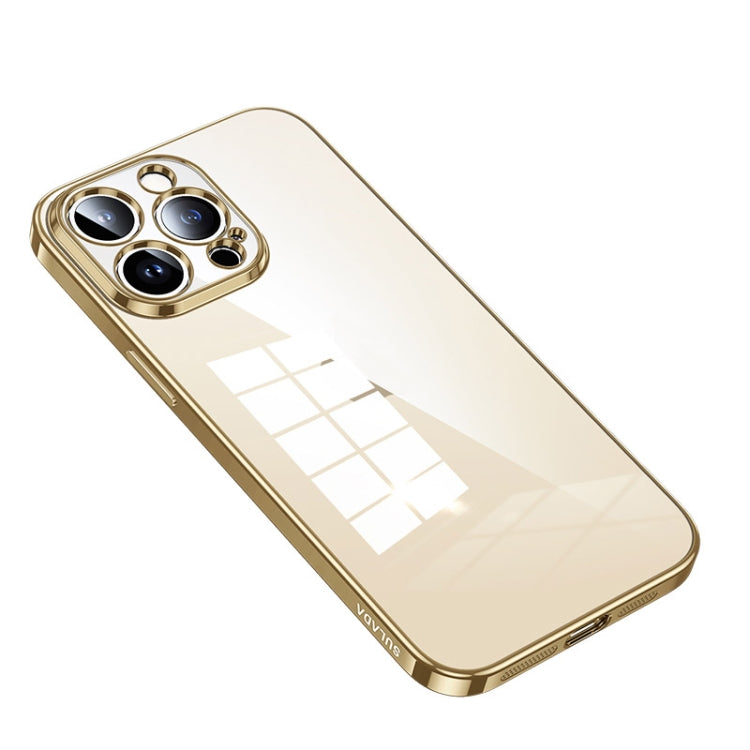 For iPhone 14 Pro SULADA Shine Through Series Plating TPU Transparent Phone Protective Case(Gold) - iPhone 14 Pro Cases by SULADA | Online Shopping UK | buy2fix