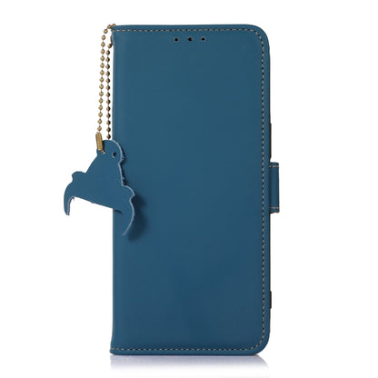 For Google Pixel 7 Pro Genuine Leather Magnetic RFID Leather Phone Case(Blue) - Google Cases by buy2fix | Online Shopping UK | buy2fix