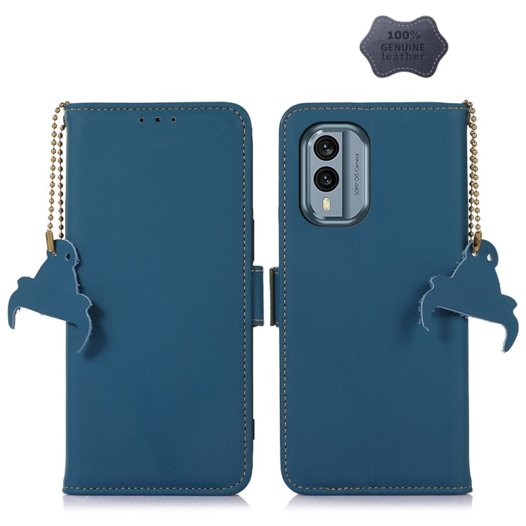 For Nokia X30 5G Genuine Leather Magnetic RFID Leather Phone Case(Blue) - Nokia Cases by buy2fix | Online Shopping UK | buy2fix