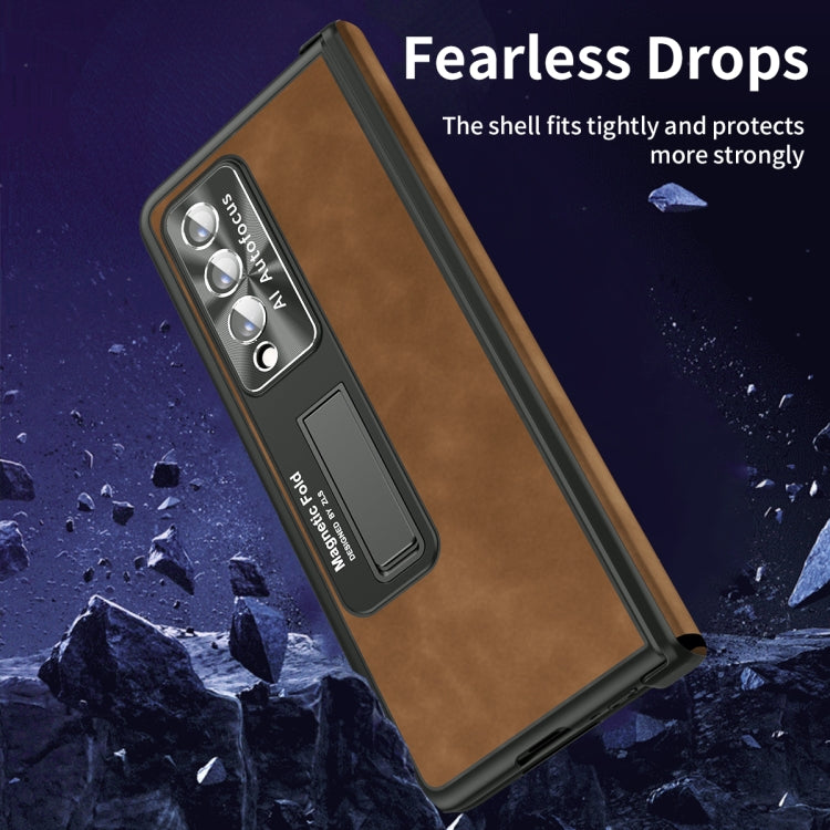 For Samsung Galaxy Z Fold4 Napa Texture All-inclusive Phone Case(Brown) - Galaxy Z Fold4 5G Cases by buy2fix | Online Shopping UK | buy2fix