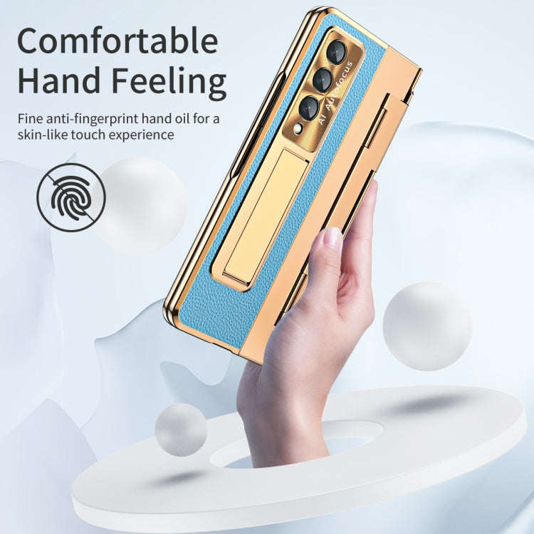 For Samsung Galaxy Z Fold4 Integrated Full Coverage Phone Case with Hinge(Gold+Blue) - Galaxy Z Fold4 5G Cases by buy2fix | Online Shopping UK | buy2fix