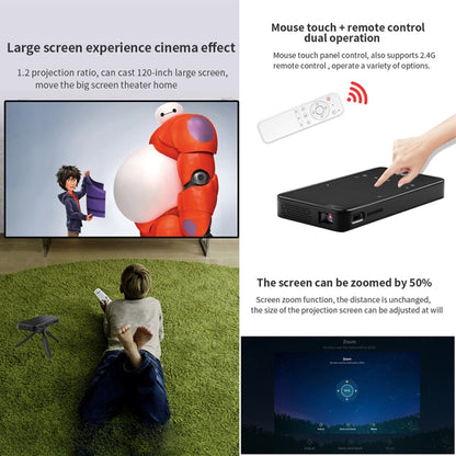 S90 DLP Android 9.0 1GB+8GB 4K Mini WiFi Smart Projector, Power Plug:UK Plug(Black) - Consumer Electronics by buy2fix | Online Shopping UK | buy2fix