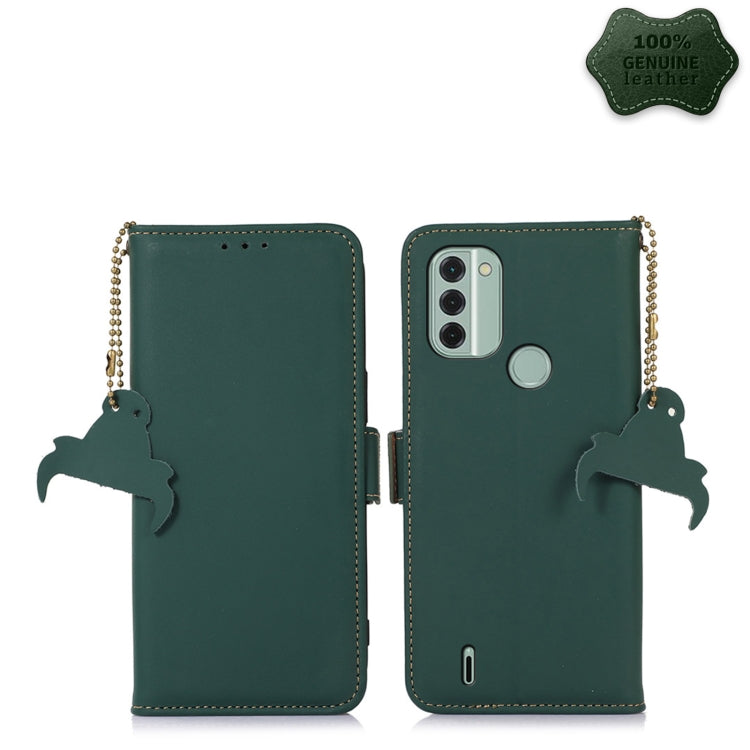 For Nokia C31 Genuine Leather Magnetic RFID Leather Phone Case(Green) - Nokia Cases by buy2fix | Online Shopping UK | buy2fix