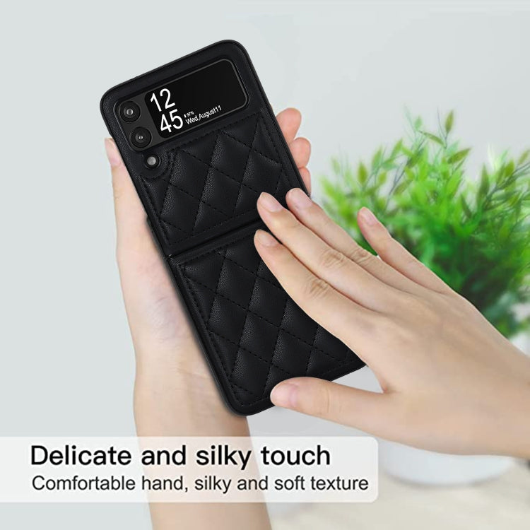 For Samsung Galaxy Z Flip4 Rhombic Microfiber Folding Phone Case(Black) - Galaxy Z Flip4 5G Cases by buy2fix | Online Shopping UK | buy2fix