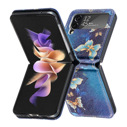 For Samsung Galaxy Z Flip4 Colored Drawing Invisible Magnetic Leather Phone Case(Gold Butterfly) - Galaxy Z Flip4 5G Cases by buy2fix | Online Shopping UK | buy2fix