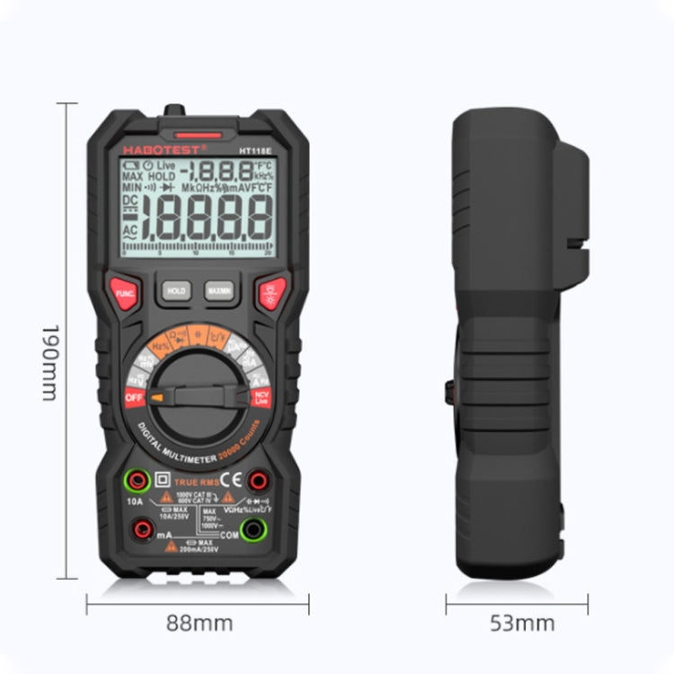 HABOTEST HT118E Handheld High-precision Full Gear Fire Prevention Digital Multimeter - Consumer Electronics by buy2fix | Online Shopping UK | buy2fix