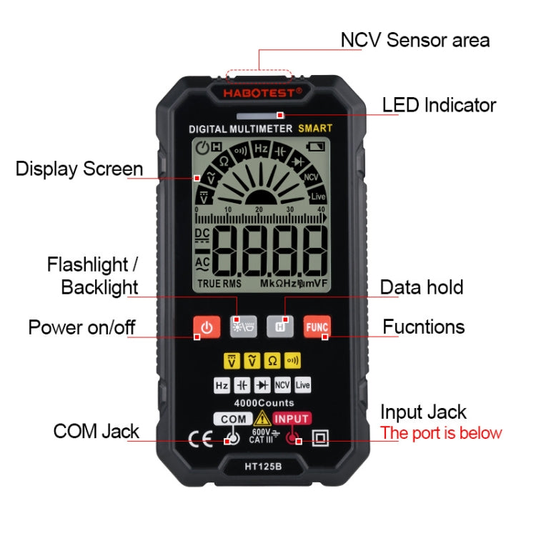 HABOTEST HT125B Digital High Precision Mini Universal Meter - Digital Multimeter by HABOTEST | Online Shopping UK | buy2fix