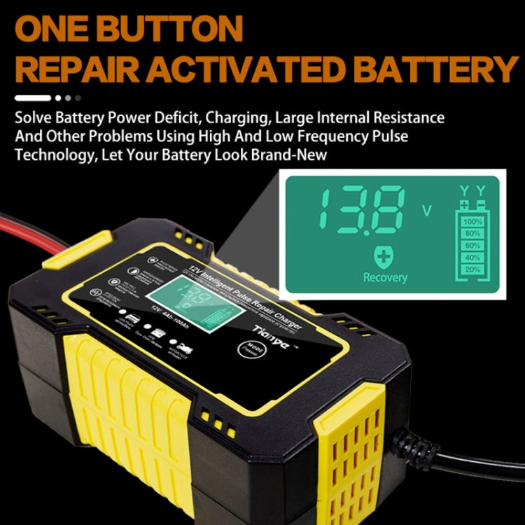 Motorcycle / Car Battery Smart Charger with LCD Creen, Plug Type:EU Plug(Yellow) - In Car by buy2fix | Online Shopping UK | buy2fix