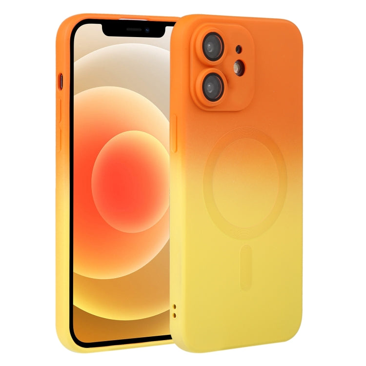 For iPhone 12 Liquid TPU Silicone Gradient MagSafe Phone Case(Orange Yellow) - iPhone 12 / 12 Pro Cases by buy2fix | Online Shopping UK | buy2fix