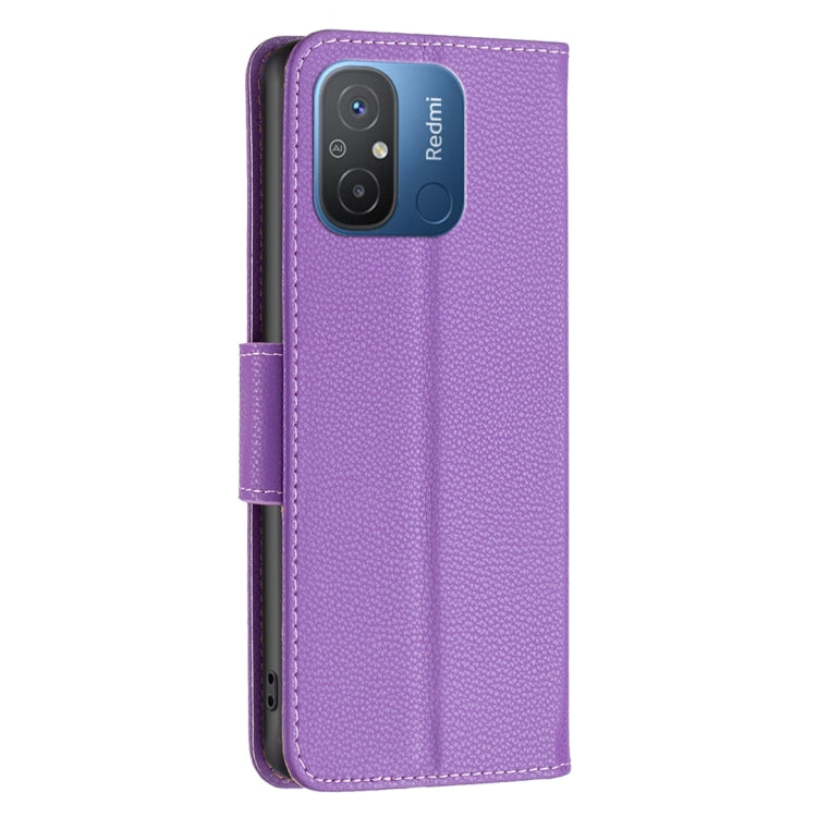 For Xiaomi Redmi 12C Litchi Texture Pure Color Leather Phone Case(Purple) - Xiaomi Cases by buy2fix | Online Shopping UK | buy2fix