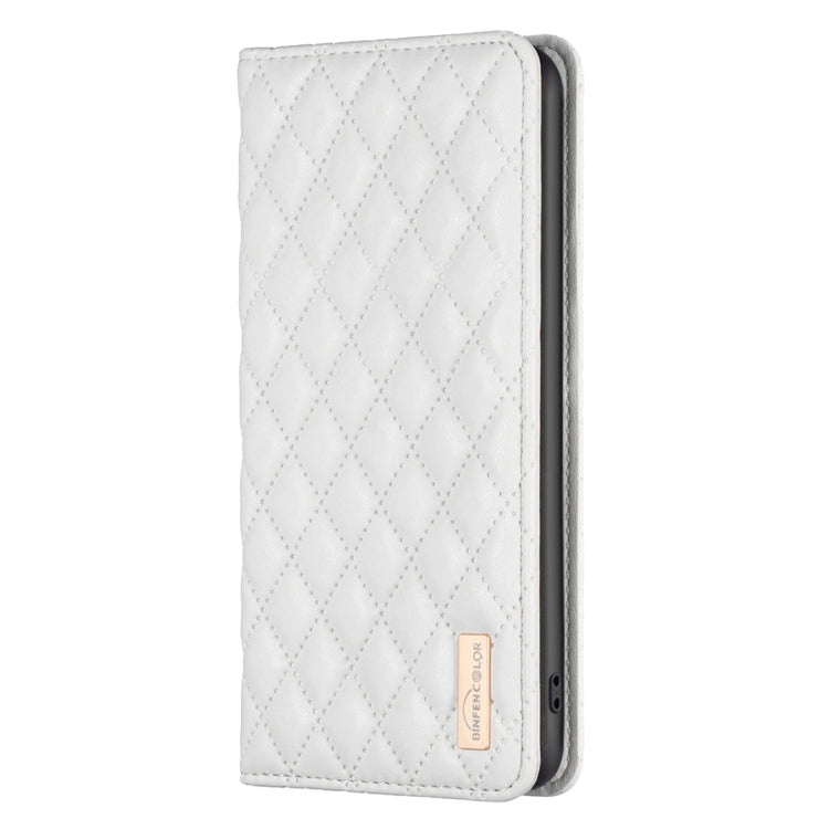 For Xiaomi Redmi 12C Diamond Lattice Magnetic Leather Flip Phone Case(White) - Xiaomi Cases by buy2fix | Online Shopping UK | buy2fix