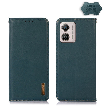 For Motorola Moto G53 5G KHAZNEH Nappa Top Layer Cowhide Leather Phone Case(Green) - Motorola Cases by buy2fix | Online Shopping UK | buy2fix