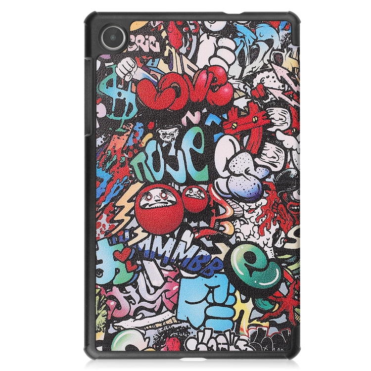 For Lenovo Tab M8 4th Gen / TB-300FU Custer Painted 3-Fold Holder Leather Tablet Case(Graffiti) - For Lenovo by buy2fix | Online Shopping UK | buy2fix
