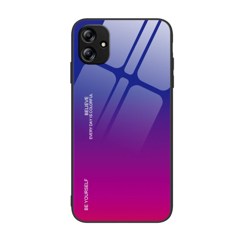 For Samsung Galaxy A04e Gradient Color Glass Phone Case(Purple Red) - Galaxy Phone Cases by buy2fix | Online Shopping UK | buy2fix