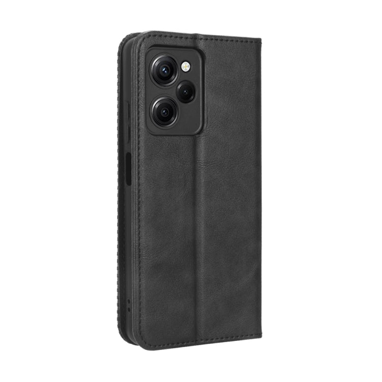 For Xiaomi Redmi Note 12 Pro 5G Speed / Poco X5 Pro Magnetic Buckle Retro Texture Leather Phone Case(Black) - Note 12 Pro Cases by buy2fix | Online Shopping UK | buy2fix