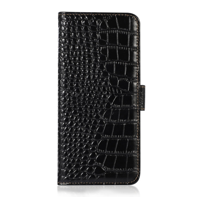 For Honor X7a 4G Crocodile Top Layer Cowhide Leather Phone Case(Black) - Honor Cases by buy2fix | Online Shopping UK | buy2fix