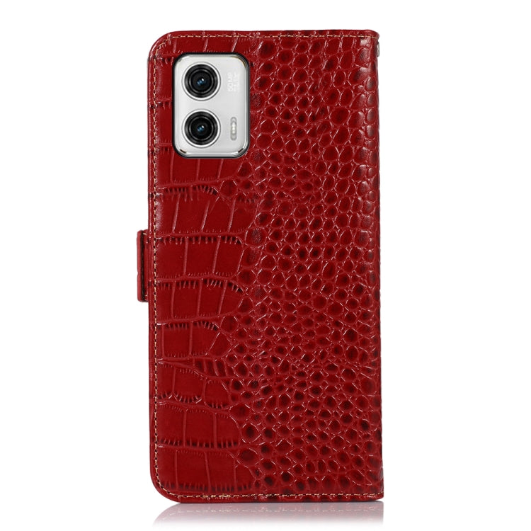 For Motorola Moto G73 5G Crocodile Top Layer Cowhide Leather Phone Case(Red) - Motorola Cases by buy2fix | Online Shopping UK | buy2fix